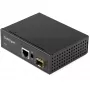 StarTech.com Industrieller Glasfaser-zu-Ethernet-Medienkonverter – 10/100/1000 Mbit/s SFP auf RJ45/Cat6 – Singlemode/Multimode optische Faser zu Kupfer Gigabit-Netzwerk – 12-56V DC – IP-30/ -40 bis +75°C
