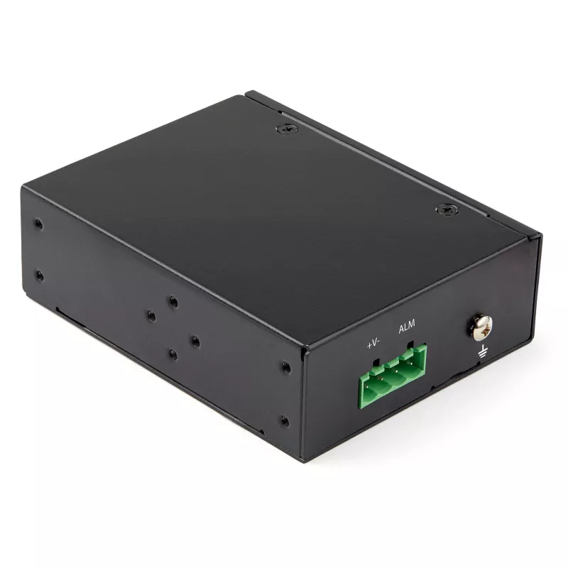 StarTech.com Industrieller Glasfaser-zu-Ethernet-Medienkonverter – 10/100/1000 Mbit/s SFP auf RJ45/Cat6 – Singlemode/Multimode optische Faser zu Kupfer Gigabit-Netzwerk – 12-56V DC – IP-30/ -40 bis +75°C