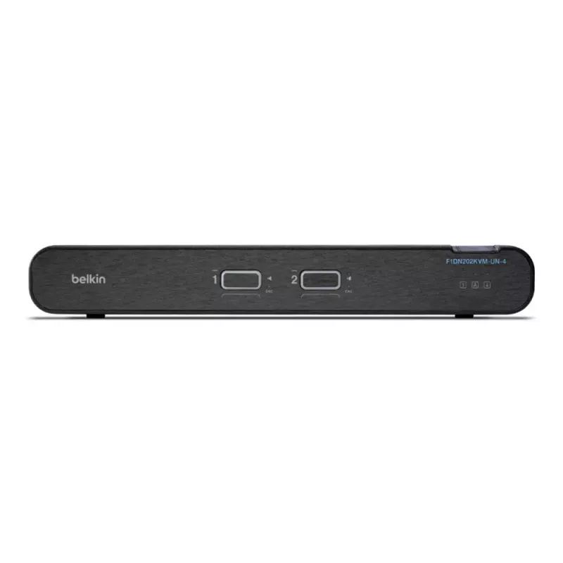 KVM-Switch Belkin Universal 2nd Gen – sicherer 2-Port-KVM, HDMI/DisplayPort, 4K@60Hz, USB-Tastatur/Maus, schwarz, Rack-Montage