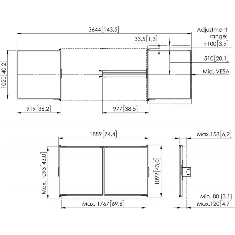 Vogel's RISE WBS75 Whiteboard-Set 75 Zoll für RISE 2xxx & RISE 4xxx