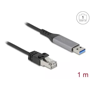 Netzwerk-Adapterkabel DELOCK USB Typ-A auf RJ45 Gigabit Ethernet Cat6 1 m, anthrazit/schwarz