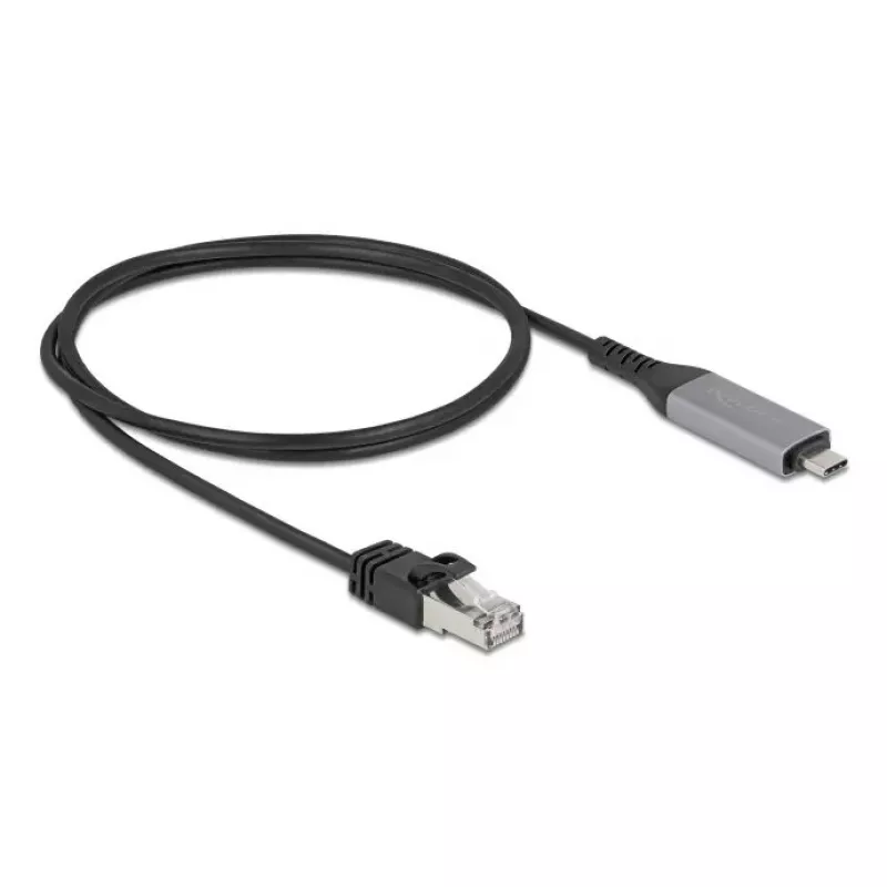 DELOCK USB-C-auf-RJ45 Gigabit-Ethernet-Kabel 1 m Cat6 Anthrazit/Schwarz