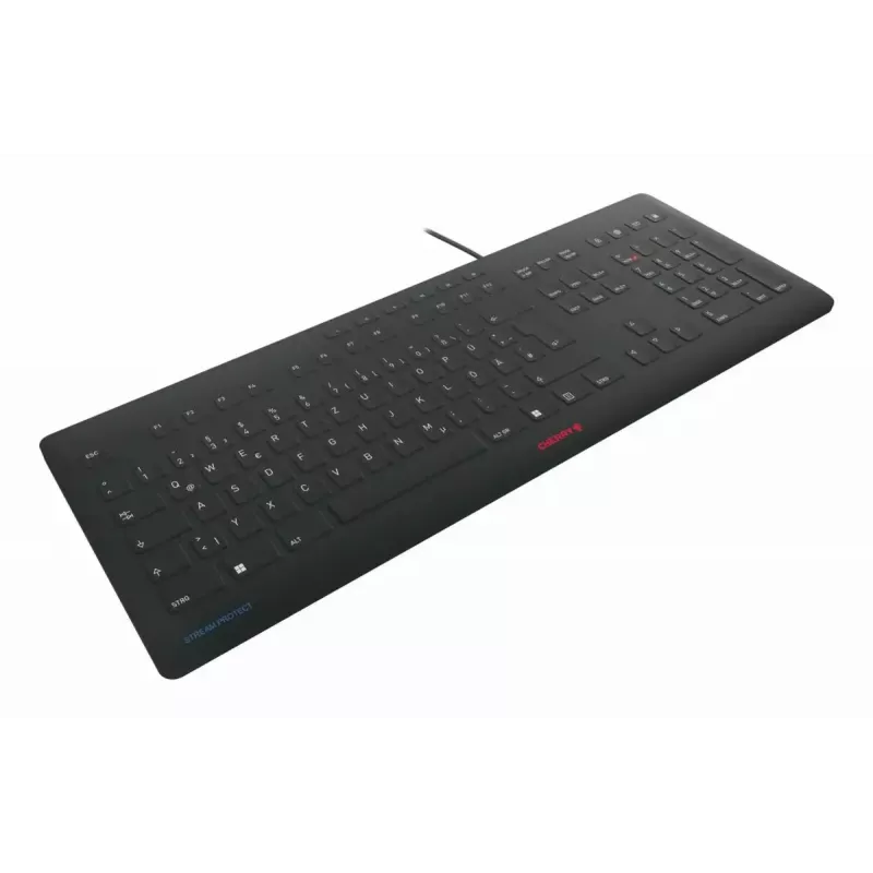 Cherry STREAM PROTECT Tastatur, französisches Layout, schwarz, USB