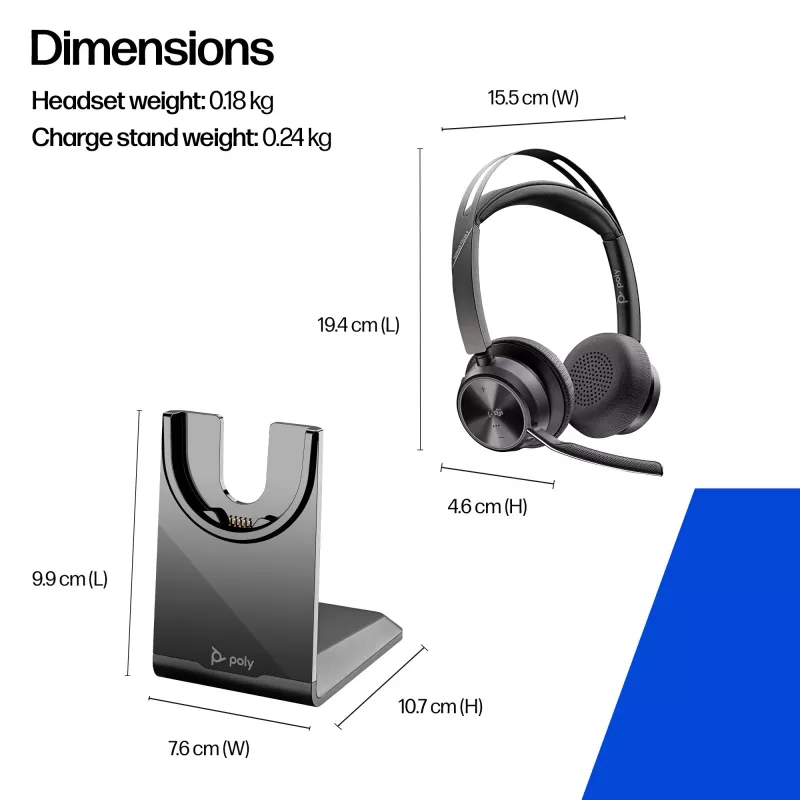 HP Poly Voyager Focus 2-M USB-C-C Headset USB-C/A Adapter Ladestation