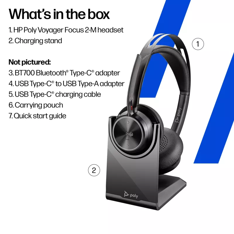 HP Poly Voyager Focus 2-M USB-C-C Headset USB-C/A Adapter Ladestation