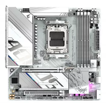 GIGABYTE Mainboard X870M AORUS ELITE WIFI7 ICE — Micro ATX, AMD X870, Sockel AM5, DDR5 bis 8200MHz (O.C), 14+2+2 VRM, PCIe 5.0, Wi‑Fi 7, 2,5 GbE, USB4