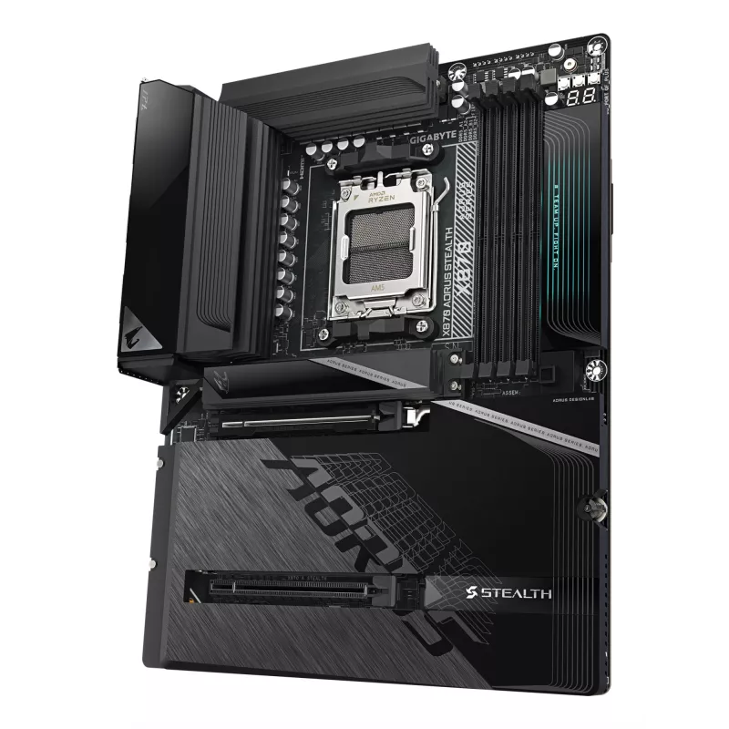 GIGABYTE X870 AORUS STEALTH Motherboard - Unterstützt AMD Ryzen 9000 CPUs, 16+2+2 Phasen Digital VRM, bis zu 8200Hz DDR5 (OC), 2xPCIe 5.0 + 2xPCIe 4.0, Wi-Fi 7, 5 GbE LAN, USB 4