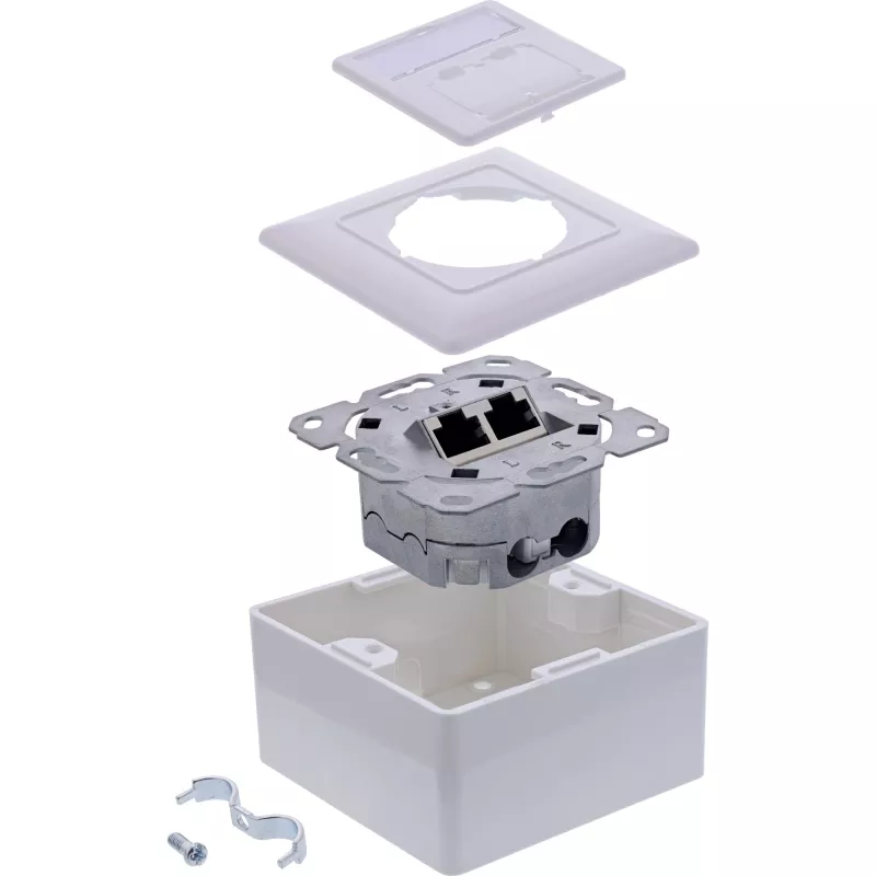 Netzwerkdose InLine 76842A 2 x RJ-45 Weiß Netzwerkkabel Cat 6a