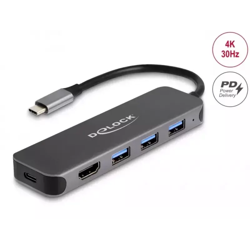 DeLOCK 64171 Laptop-Dock USB 3.2 Gen 1 Type-C 85W Grau