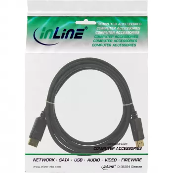 DisplayPort-Kabel InLine 15355, 0,5 m, DisplayPort–DisplayPort, schwarz, 6 mm