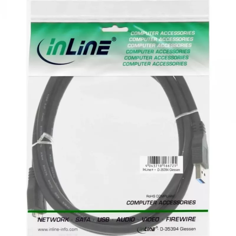 InLine USB 3.2 Gen.1 Kabel Typ A Stecker / Micro B Stecker, schwarz, 1,5m