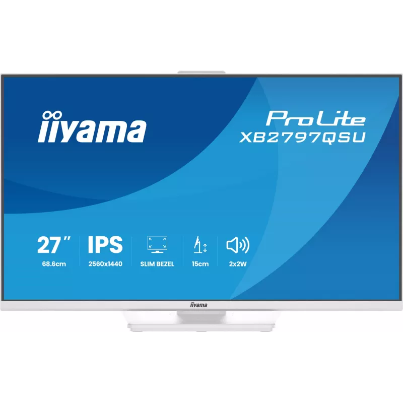 27 Zoll IIYAMA ProLite XB2797QSU-W1 IPS Quad HD (2560x1440) LED-Monitor, 178° Betrachtungswinkel, USB 3.2 Hub, Lautsprecher, VESA, höhenverstellbar, weiß