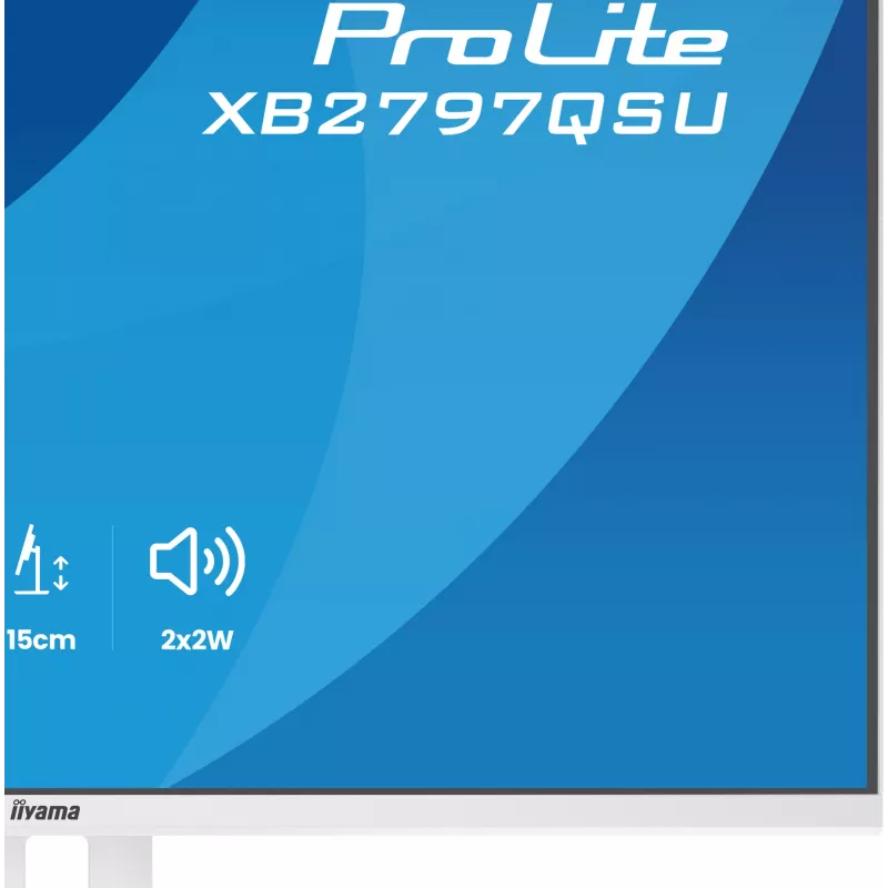 27 Zoll IIYAMA ProLite XB2797QSU-W1 IPS Quad HD (2560x1440) LED-Monitor, 178° Betrachtungswinkel, USB 3.2 Hub, Lautsprecher, VESA, höhenverstellbar, weiß