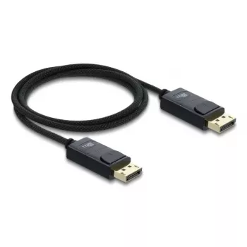 DELOCK Koaxial-DisplayPort-Kabel 16K 60 Hz 80 Gbit/s geflochtene Ummantelung 1 m, DisplayPort auf DisplayPort, schwarz