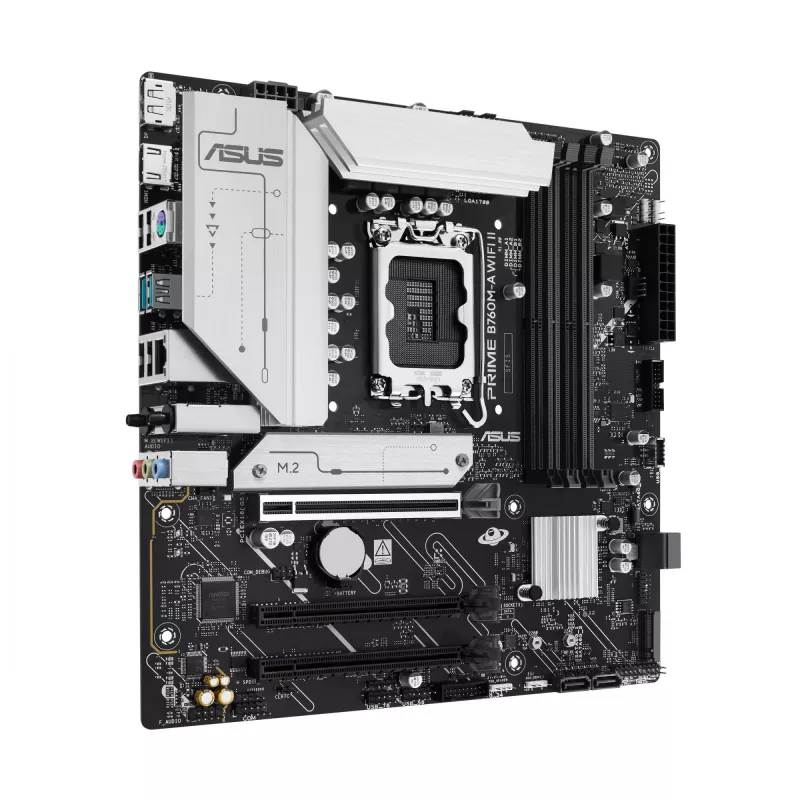 ASUS PRIME B760M-A WIFI II Mainboard, micro ATX, Intel B760, LGA 1700, DDR5, 4 DIMM-Steckplätze, bis zu 256 GB, Wi-Fi 6E, 2,5Gb Ethernet