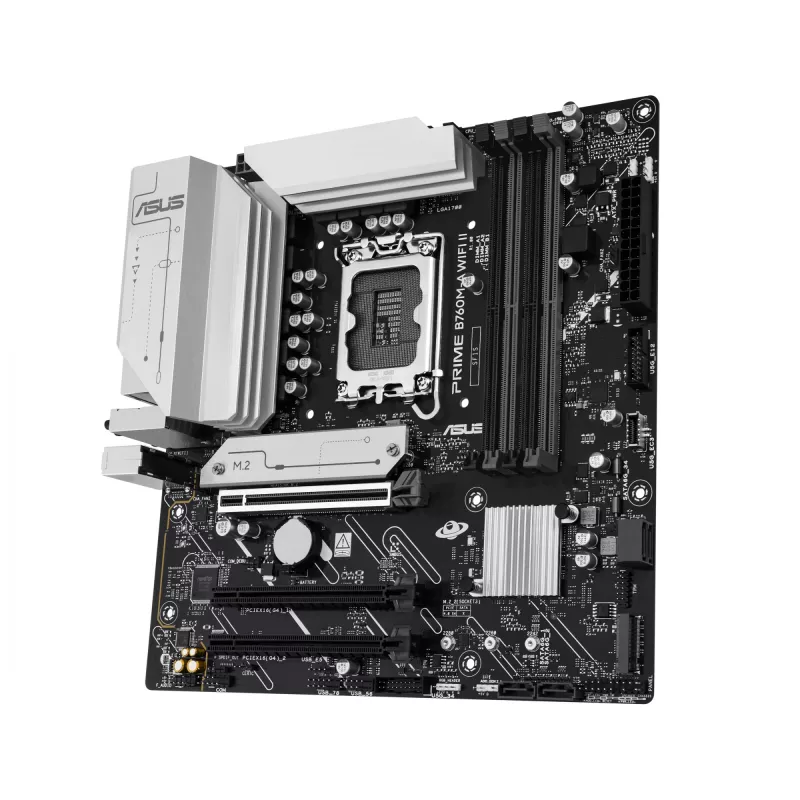 ASUS PRIME B760M-A WIFI II Mainboard, micro ATX, Intel B760, LGA 1700, DDR5, 4 DIMM-Steckplätze, bis zu 256 GB, Wi-Fi 6E, 2,5Gb Ethernet