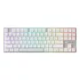 Kabellose Gaming-Tastatur Cherry MX 8.2 Pro TMR – Tenkeyless 88-Tasten, USB + RF + Bluetooth, magnetisch-mechanische Switches, RGB, Silber/Weiß