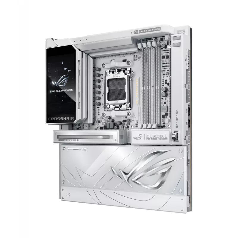 Motherboard ASUS ROG CROSSHAIR X870E GLACIAL — AMD X870E, Sockel AM5, E-ATX, DDR5, bis zu 256 GB, Wi‑Fi 7, 10Gb Ethernet