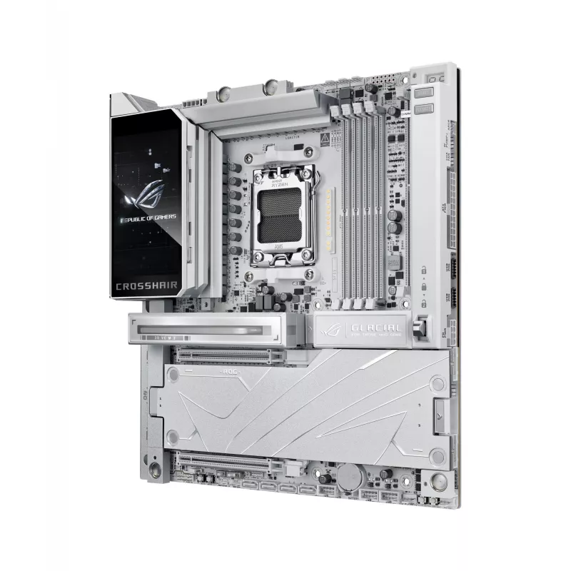 Motherboard ASUS ROG CROSSHAIR X870E GLACIAL — AMD X870E, Sockel AM5, E-ATX, DDR5, bis zu 256 GB, Wi‑Fi 7, 10Gb Ethernet