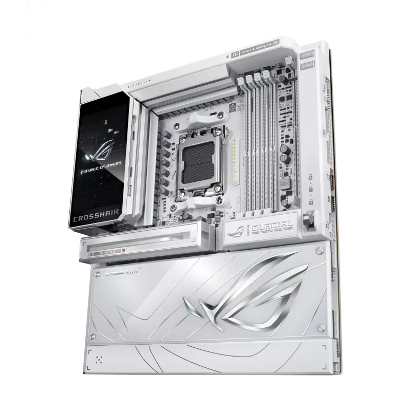 Motherboard ASUS ROG CROSSHAIR X870E GLACIAL — AMD X870E, Sockel AM5, E-ATX, DDR5, bis zu 256 GB, Wi‑Fi 7, 10Gb Ethernet