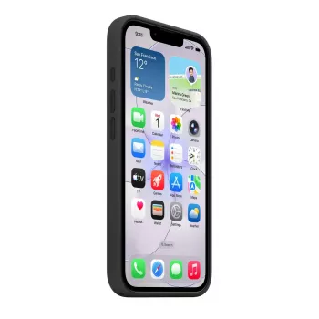 Silikonhülle mit MagSafe für Apple iPhone 17e — Schwarz, Silikon & Mikrofaser, 6,1 Zoll