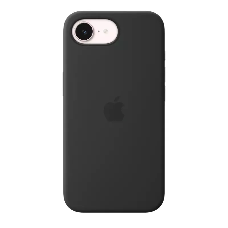 Silikonhülle mit MagSafe für Apple iPhone 17e — Schwarz, Silikon & Mikrofaser, 6,1 Zoll