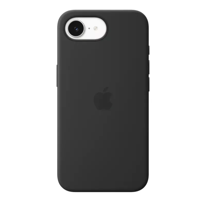 Silikonhülle mit MagSafe für Apple iPhone 17e — Schwarz, Silikon & Mikrofaser, 6,1 Zoll