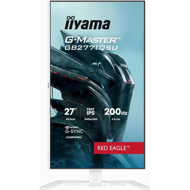 27 Zoll iiyama G-MASTER GB2771QSU-W1 Monitor, 2560×1440 WQHD, Fast IPS, 2 ms, USB 3.2 Hub, Lautsprecher, VESA, höhenverstellbar (weiß)