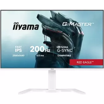 27 Zoll iiyama G-MASTER GB2771QSU-W1 Monitor, 2560×1440 WQHD, Fast IPS, 2 ms, USB 3.2 Hub, Lautsprecher, VESA, höhenverstellbar (weiß)