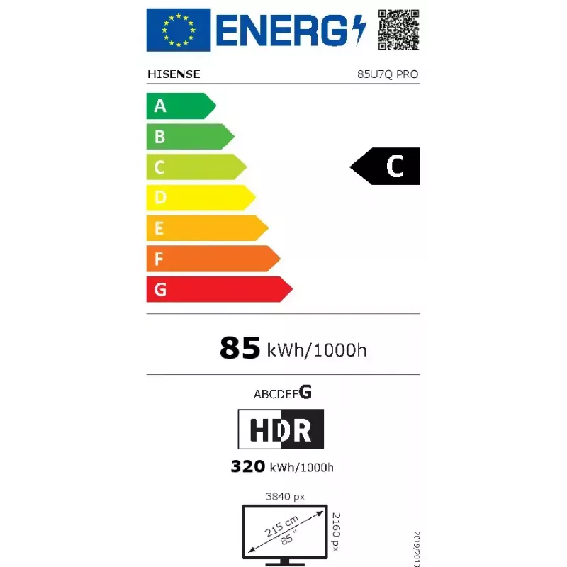 Hisense U7Q PRO 85U7Q PRO 2,16 m (85 Zoll) 4K Ultra HD Smart-TV WLAN Schwarz 500 cd/m²