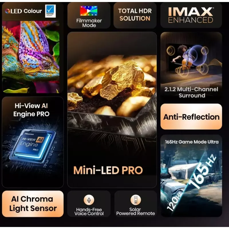 Hisense U7Q PRO 85U7Q PRO 2,16 m (85 Zoll) 4K Ultra HD Smart-TV WLAN Schwarz 500 cd/m²