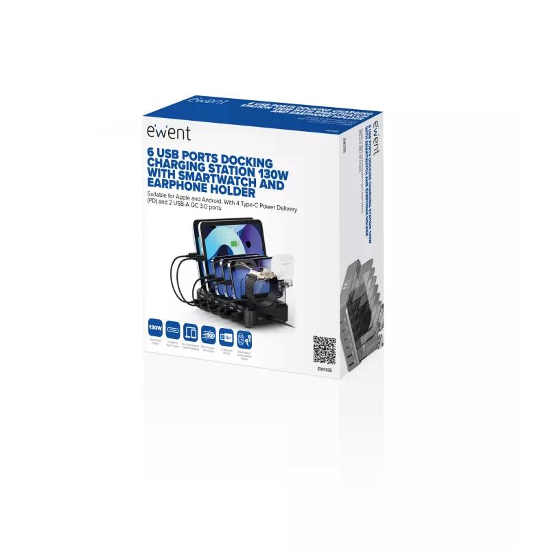 Ewent EW1335 Ladegerät für Mobilgeräte Universal Schwarz AC Schnellladefunktion Indoor