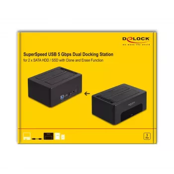 HDD/SSD-Gehäuse DeLOCK 64187 Schwarz 2,5/3,5 Zoll 5 Gbit/s