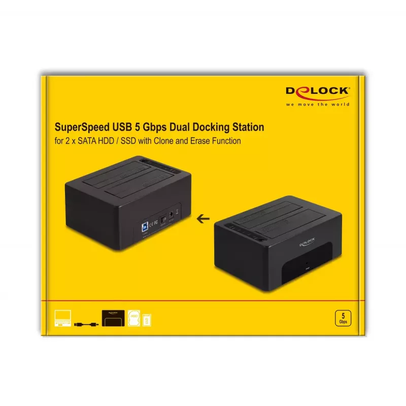 HDD/SSD-Gehäuse DeLOCK 64187 Schwarz 2,5/3,5 Zoll 5 Gbit/s