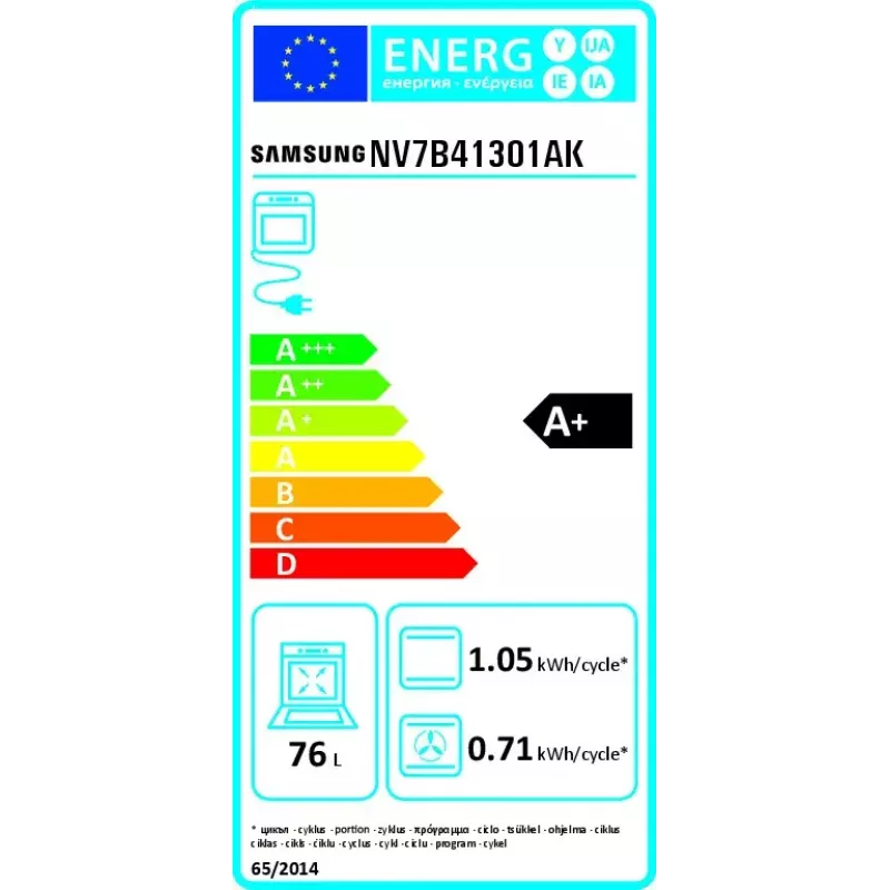 Einbau-Elektrobackofen Samsung NV7B41301AK 76 L, 3850 W, Touch-Steuerung, schwarz