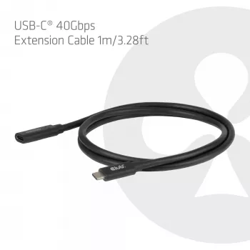 USB-C 40Gbps Verlängerungskabel 1 m — club 3d, USB C auf USB C, Schwarz