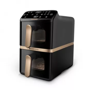Philips 4000 Series Dual Stack Airfryer Vertikaler Korb 10L Standgerät 2750 W Heißluftfritteuse Schwarz