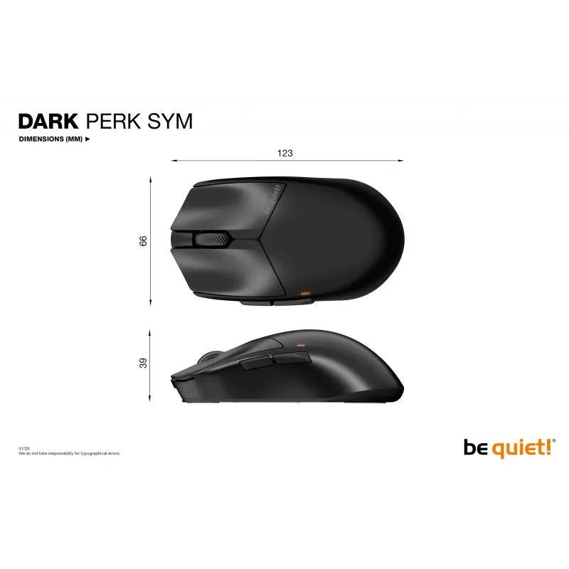 be quiet Dark Perk | Sym Maus Gaming Rechtshänder RF Wireless + USB Typ-C Optisch 32000 DPI
