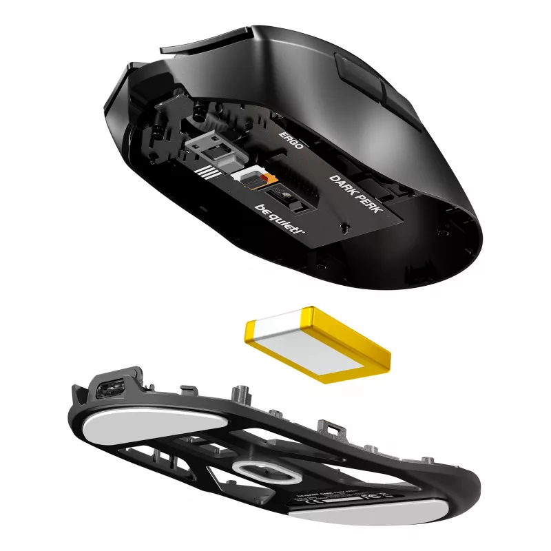 be quiet Dark Perk | Ergo Maus Gaming Rechtshänder RF Wireless + USB Typ-C Optisch 32000 DPI