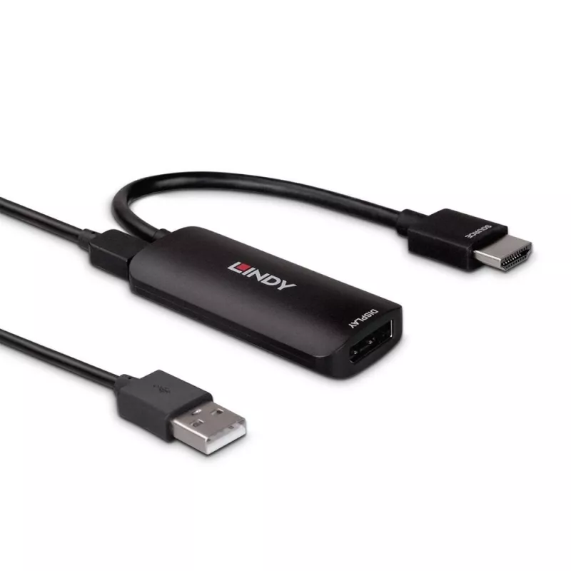 Lindy HDMI 8K60 auf DisplayPort 1.4 Konverter, 0,157 m, HDMI Typ A (Standard), DisplayPort, Stecker, Buchse, gerade