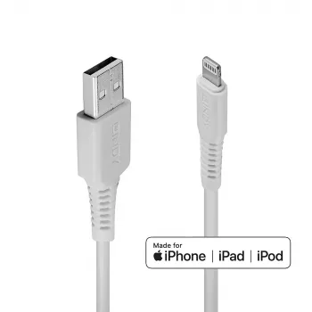 Lindy 3m USB auf Lightning Kabel, Weiß, 3 m, USB A, Stecker, Stecker, Weiß, Gerade