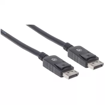 Manhattan DisplayPort 1.2 Kabel, 4K@60hz, 1m, Stecker auf Stecker, mit Verriegelung, vollständig geschirmt, Schwarz, lebenslange Garantie, entspricht DISPL1M