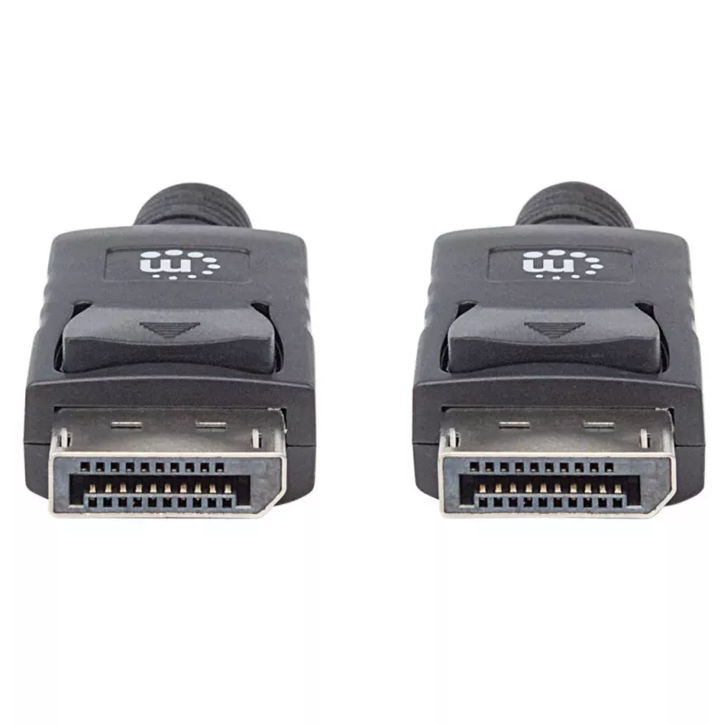 Manhattan DisplayPort 1.2 Kabel, 4K@60hz, 1m, Stecker auf Stecker, mit Verriegelung, vollständig geschirmt, Schwarz, lebenslange Garantie, entspricht DISPL1M