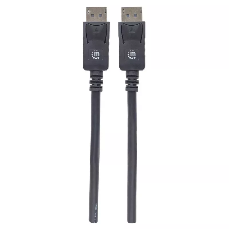 Manhattan DisplayPort 1.2 Kabel, 4K@60hz, 1m, Stecker auf Stecker, mit Verriegelung, vollständig geschirmt, Schwarz, lebenslange Garantie, entspricht DISPL1M