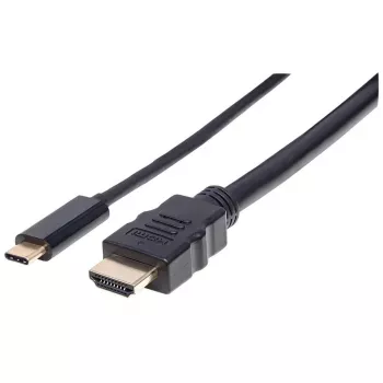 Manhattan USB-C auf HDMI Kabel, 4K@30Hz, 2 m, Schwarz, Stecker auf Stecker, Drei Jahre Garantie