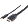 Manhattan USB-C auf HDMI Kabel, 4K@30Hz, 2 m, Schwarz, Stecker auf Stecker, Drei Jahre Garantie