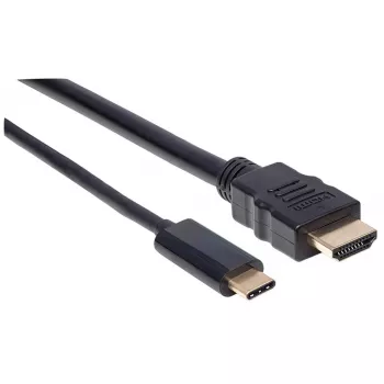 Manhattan USB-C auf HDMI Kabel, 4K@30Hz, 2 m, Schwarz, Stecker auf Stecker, Drei Jahre Garantie