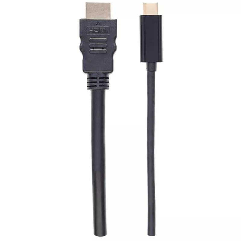 Manhattan USB-C auf HDMI Kabel, 4K@30Hz, 2 m, Schwarz, Stecker auf Stecker, Drei Jahre Garantie