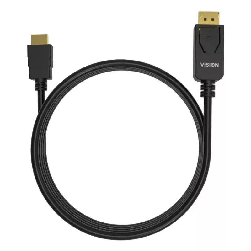 Videokabel-Adapter VISION TC 2MDPHDMI8K/BL — 2 m DisplayPort auf HDMI, 6 mm, Schwarz