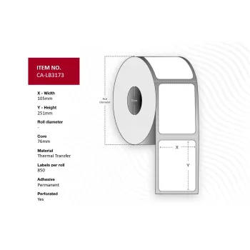 Etikettenrolle für Capture CA-LB3173 – Ersatz-Etikettenmedium, Modell CA-LB3173